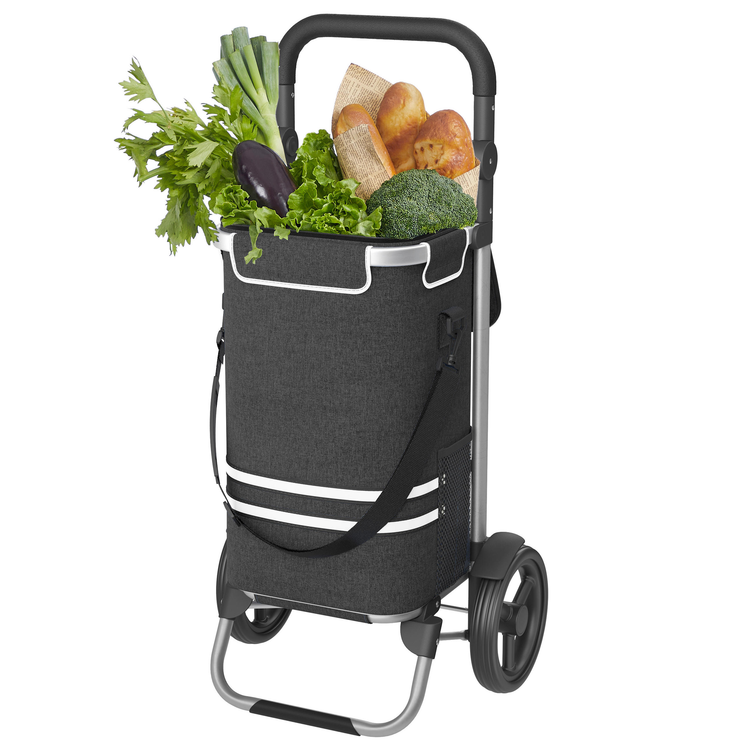 EINKAUFSTROLLEY  - Schwarz/Alufarben, Basics, Textil (44/100/35cm)