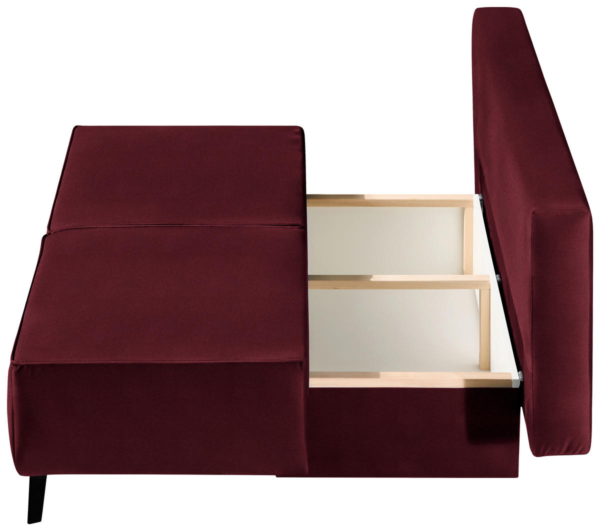 SCHLAFSOFA in Weinrot  - Weinrot/Schwarz, Konventionell, Textil/Metall (197/91/88cm) - Novel