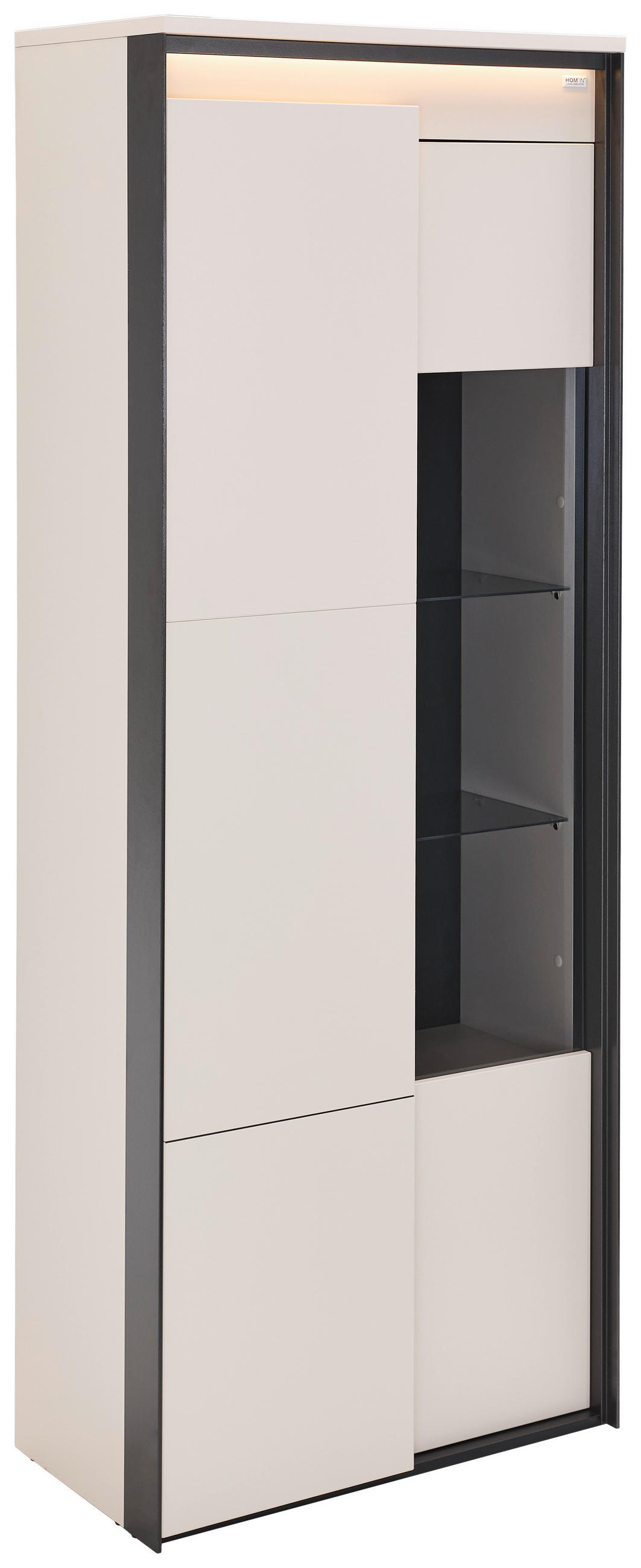 VITRINE  in Schwarz, Beige  - Beige/Schwarz, Design, Glas/Holzwerkstoff (76/195/41cm) - Hom`in