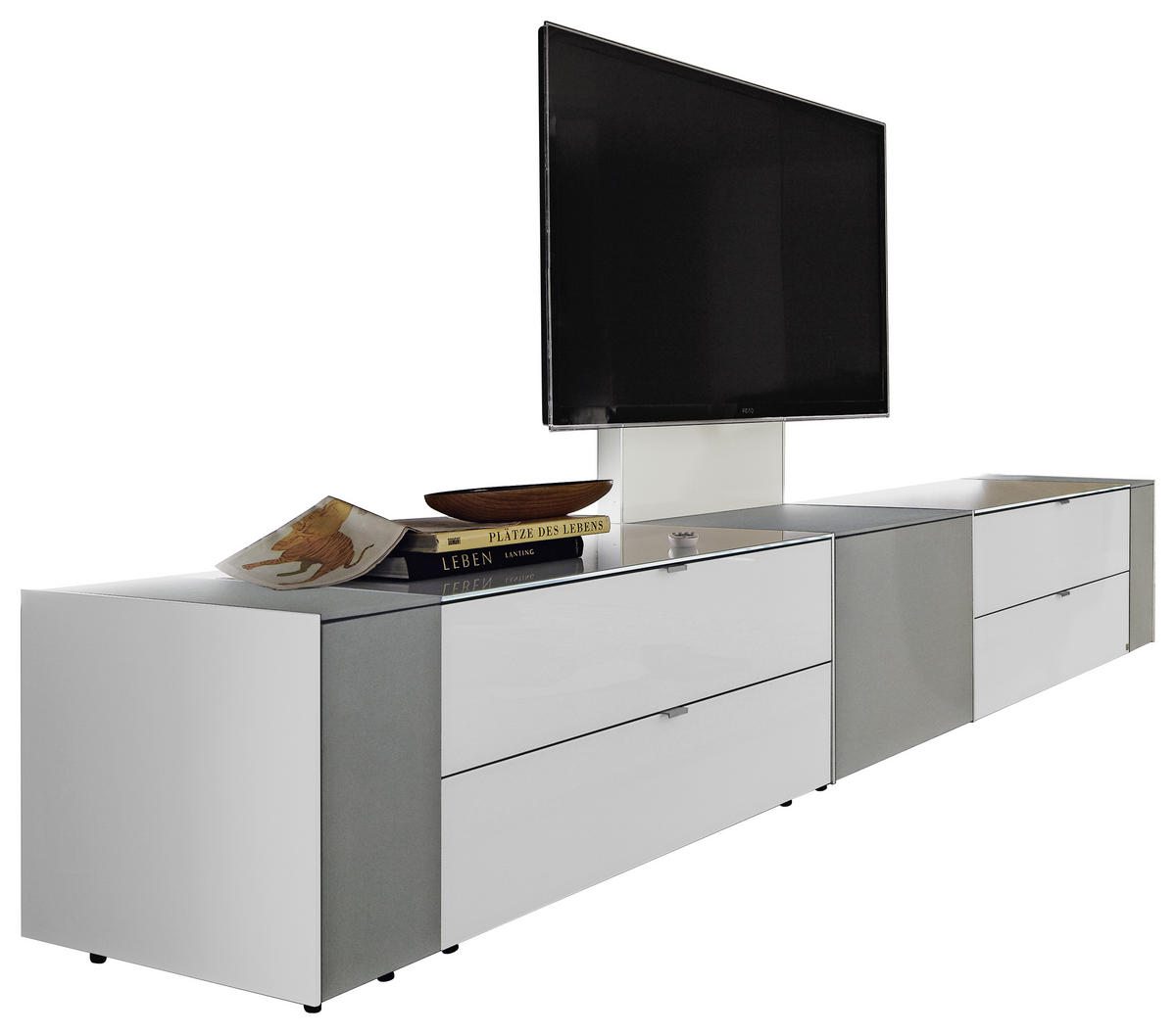 TV-ELEMENT - Alufarben/Schwarz, Design, Glas/Holzwerkstoff (303/49,8/57cm) - Musterring