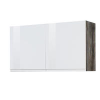 KÜCHENOBERSCHRANK 100/57/34 cm  in Grau, Weiss Hochglanz  - Weiss Hochglanz/Grau, Basics, Holzwerkstoff (100/57/34cm) - Held