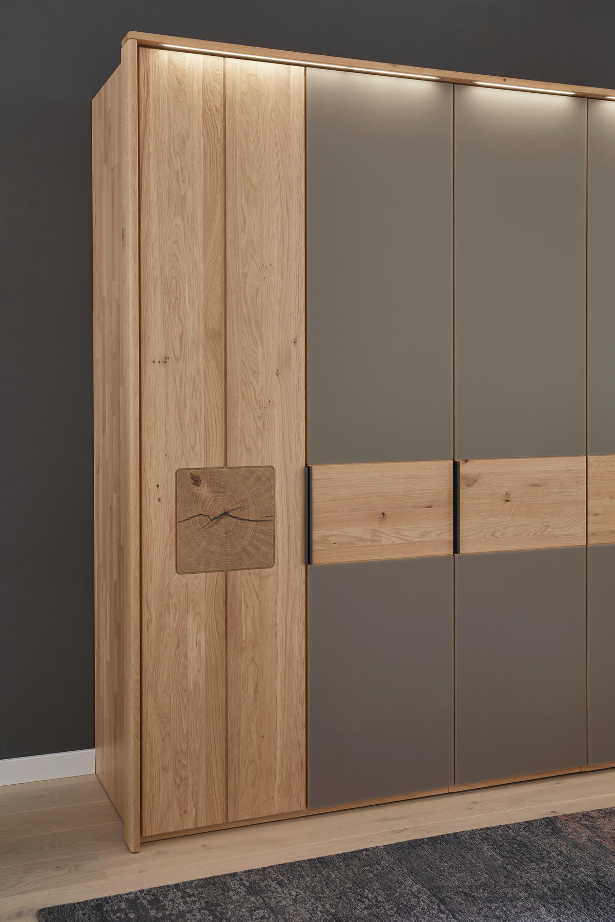 SCHLAFZIMMER Grau, Eichefarben  - Eichefarben/Grau, Design, Glas/Holz (180/200cm) - Valnatura