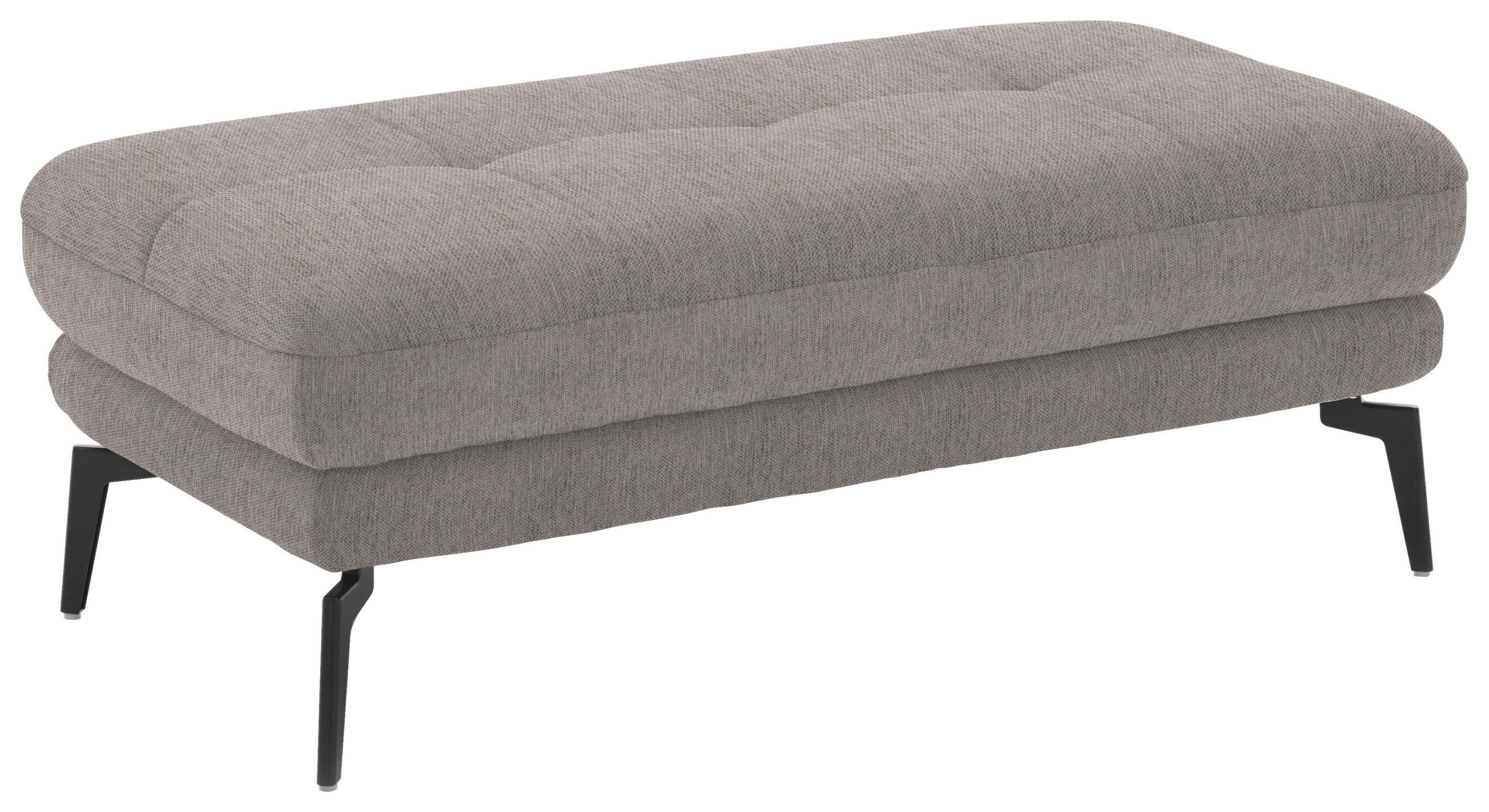 HOCKER in Textil Greige  - Greige/Schwarz, Design, Textil/Metall (132/45/68cm) - Beldomo Style