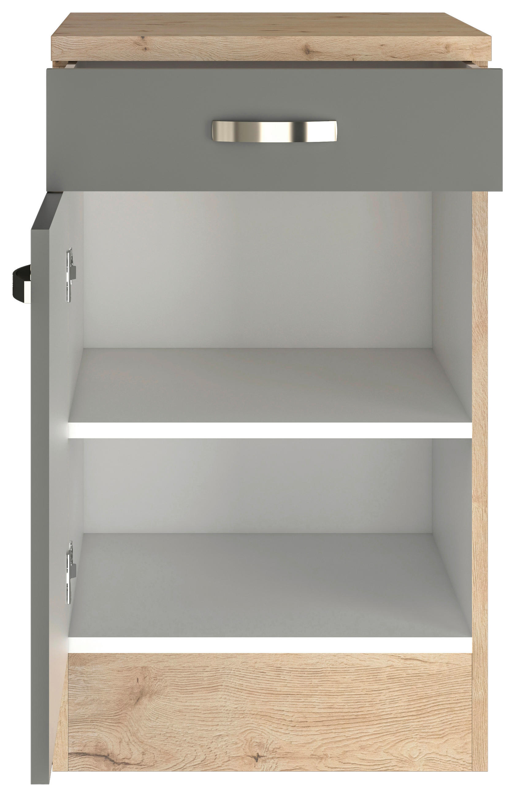 KÜCHENUNTERSCHRANK 50/85/60 cm in Dunkelgrau, Eiche San Remo - Edelstahlfarben/Dunkelgrau, MODERN, Holzwerkstoff/Metall (50/85/60cm) - FlexWell