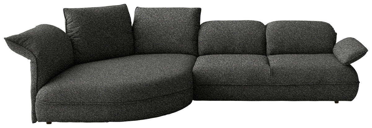 ECKSOFA Chenille Blaugrau  - Blaugrau/Schwarz, Design, Kunststoff/Textil (154/343cm) - Koinor