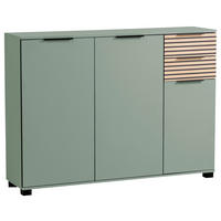 SCHUHSCHRANK Grün, Eichefarben  - Eichefarben/Schwarz, Design, Holzwerkstoff/Kunststoff (141,9/105,5/35cm) - MID.YOU