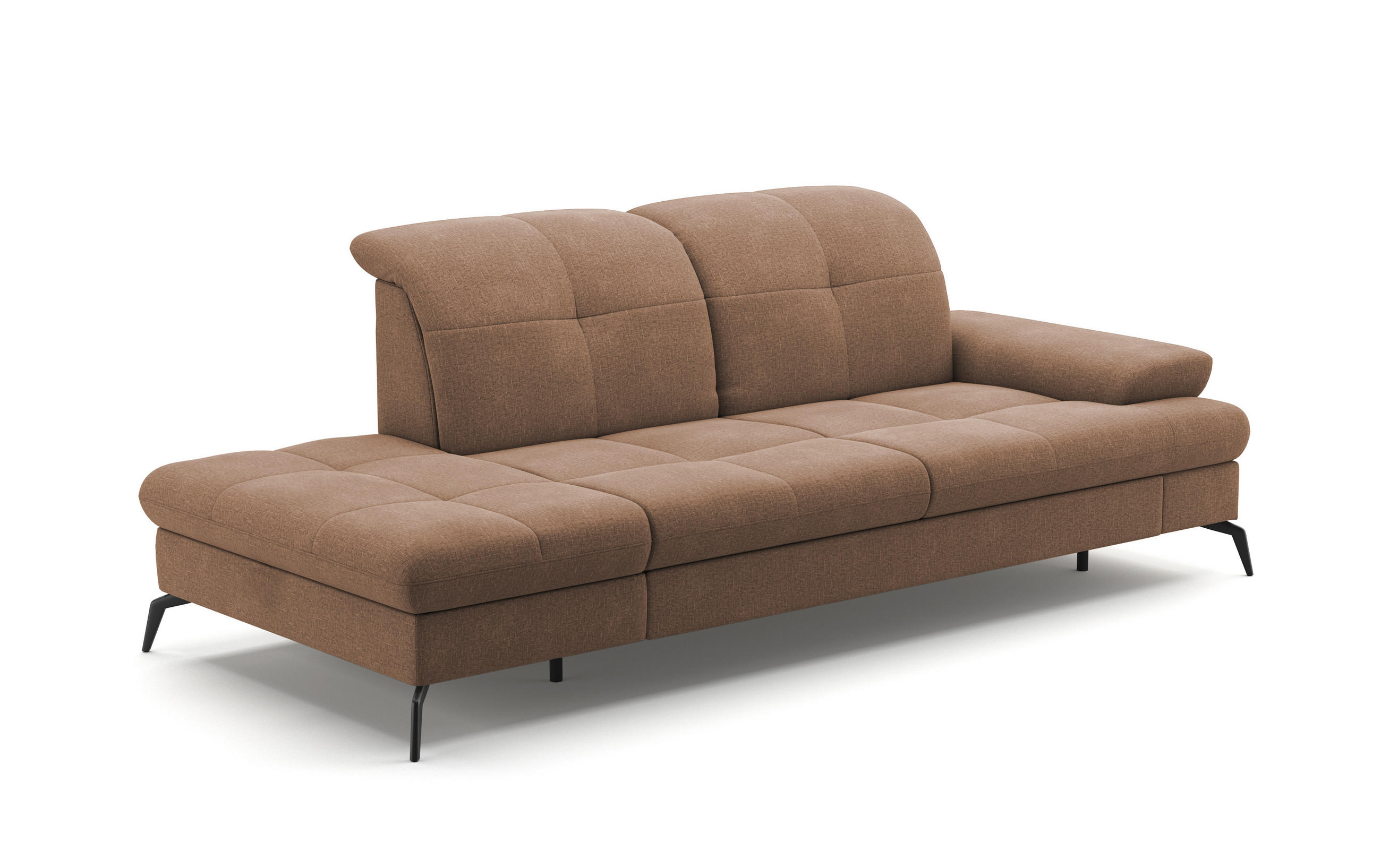 RÉCAMIERE in Flachgewebe Hellbraun  - Hellbraun/Schwarz, Konventionell, Textil/Metall (231/90/122cm) - Sit & More