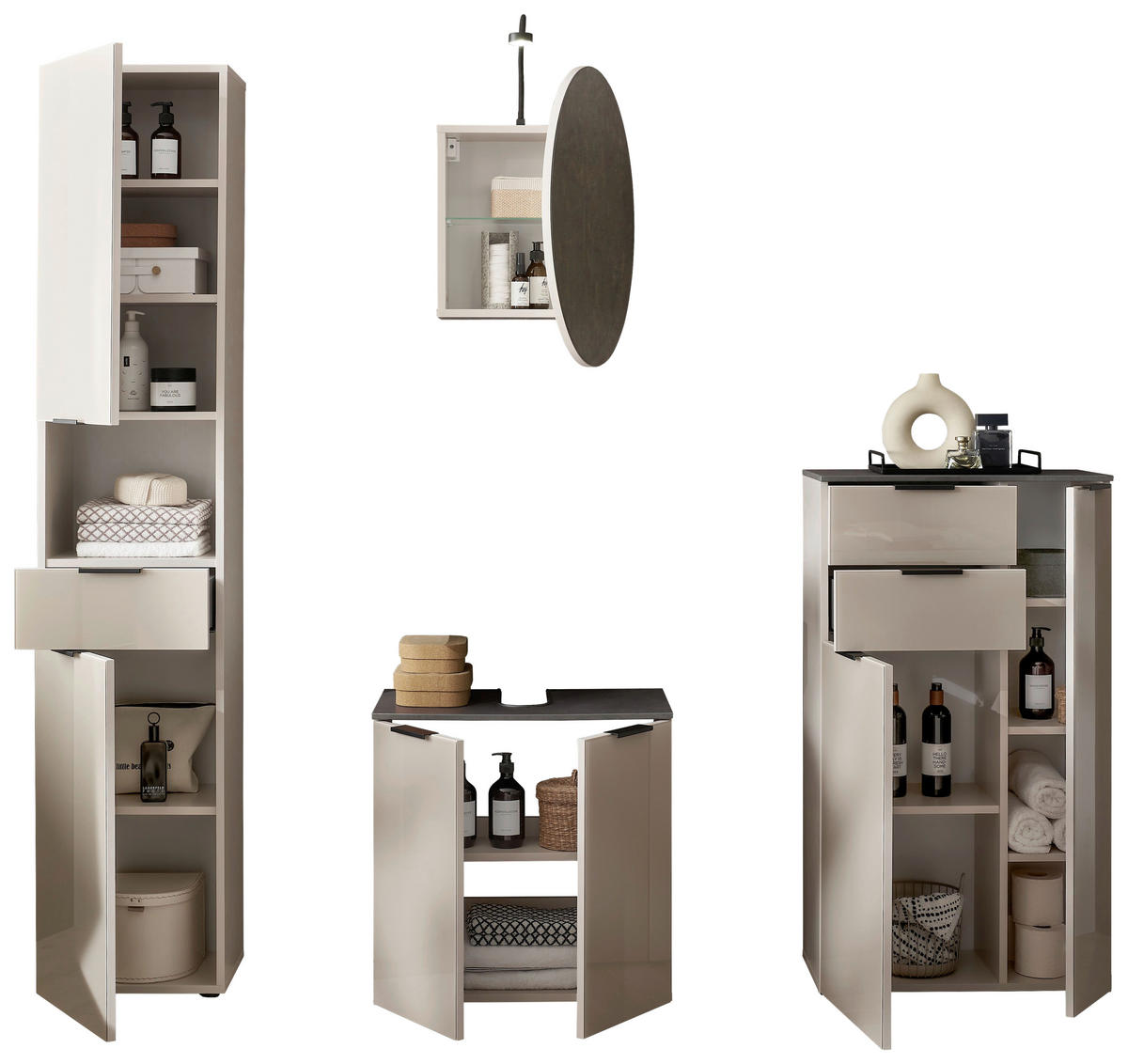 TÜKRÖS SZEKRÉNY 60/60/20 cm  - kasmírszínű, Lifestyle, faalapú anyag/Üveg (60/60/20cm) - home24