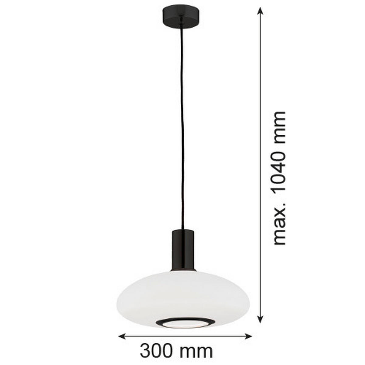 HÄNGELEUCHTE SAGUNTO PLUS 104/30/30 cm   - Schwarz/Weiß, Basics, Glas/Metall (104/30/30cm)