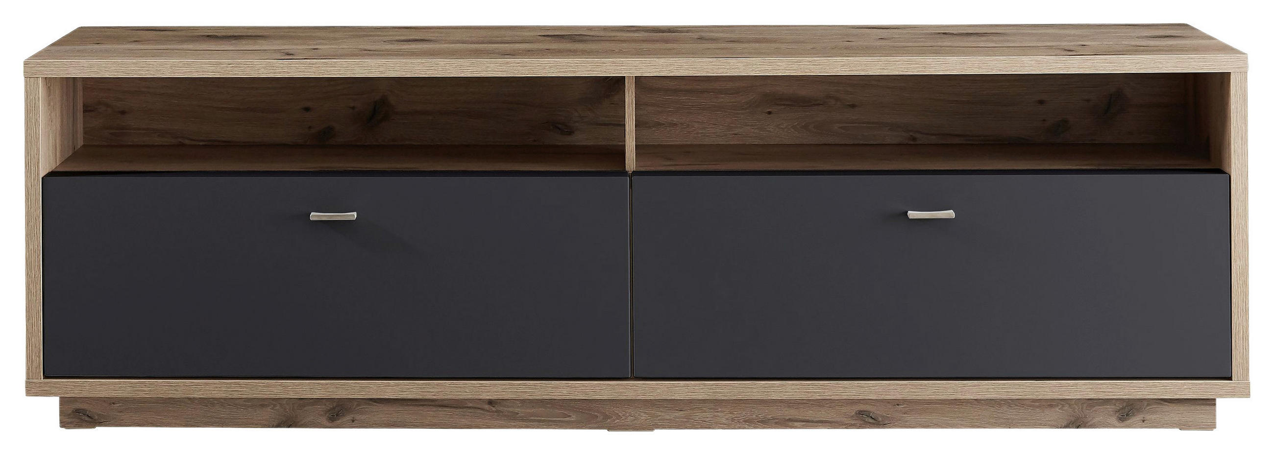 LOWBOARD Eichefarben, Dunkelgrau - Eichefarben/Dunkelgrau, Design, Kunststoff/Metall (203/63/50cm) - Stylife
