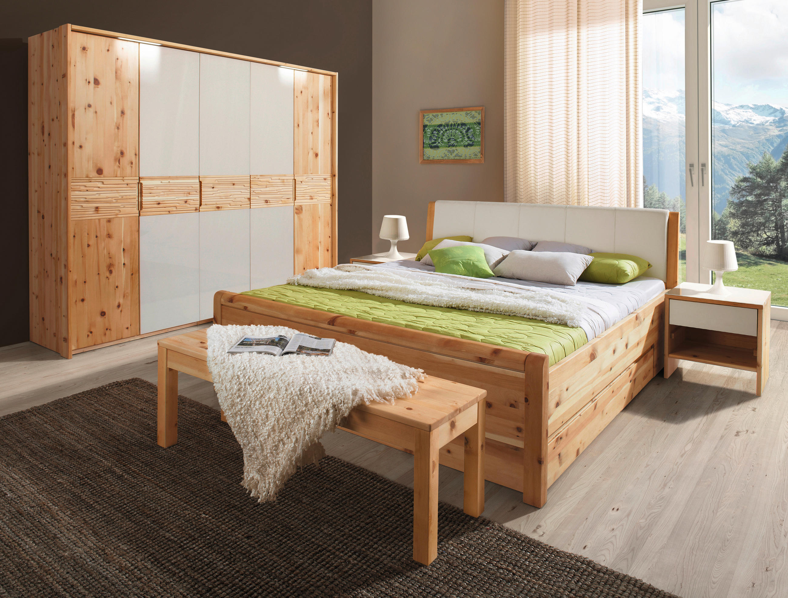 SITZBANK in Holz Zirbelkieferfarben  - Zirbelkieferfarben, Natur, Holz (140/45/40cm) - Linea Natura