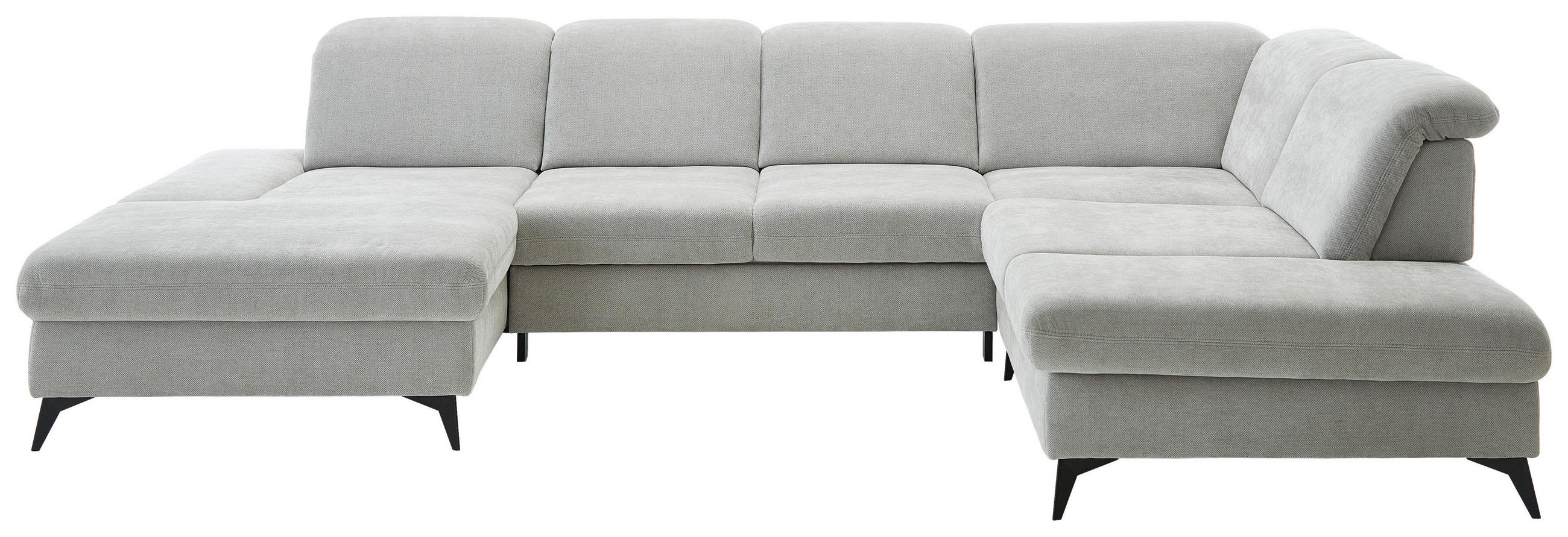 WOHNLANDSCHAFT Silberfarben Chenille  - Silberfarben/Schwarz, Design, Textil/Metall (198/364/255cm) - Beldomo Style