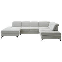 WOHNLANDSCHAFT in Chenille Silberfarben  - Silberfarben/Schwarz, Design, Textil/Metall (198/364/255cm) - Beldomo Style