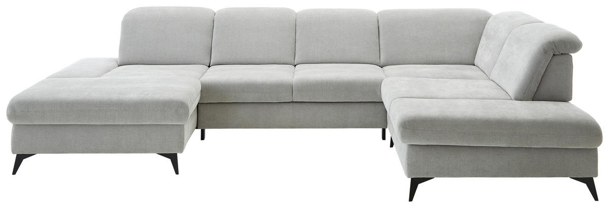 WOHNLANDSCHAFT in Chenille Silberfarben  - Silberfarben/Schwarz, Design, Textil/Metall (198/364/255cm) - Beldomo Style