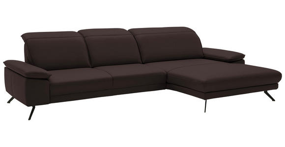 ECKSOFA in Echtleder Braun  - Schwarz/Braun, Design, Leder/Metall (332/193cm) - Dieter Knoll