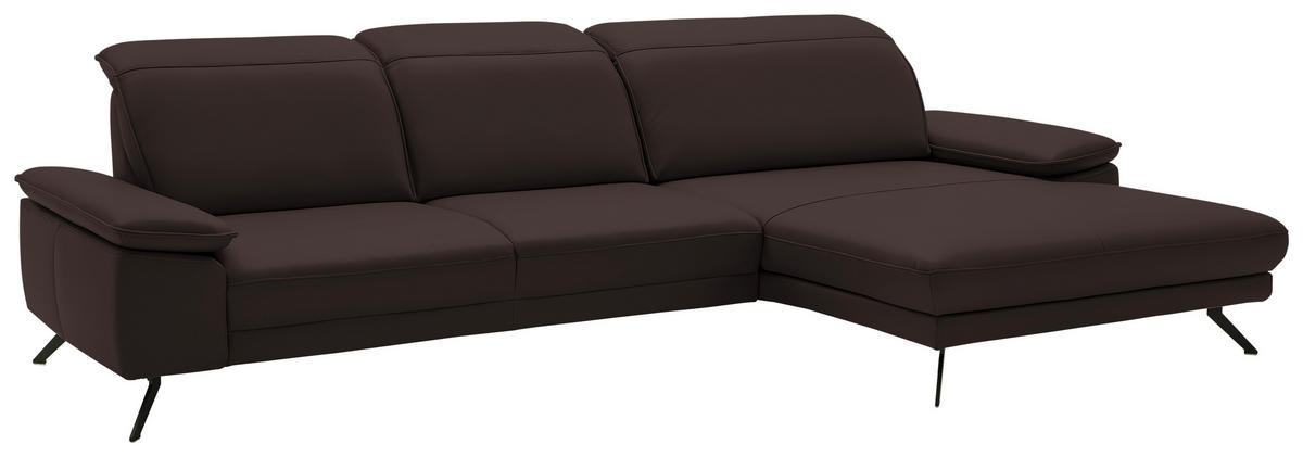ECKSOFA Dieter Knoll in Echtleder Braun  332/193 cm  - Schwarz/Braun, Design, Leder/Metall (332/193cm) - Dieter Knoll