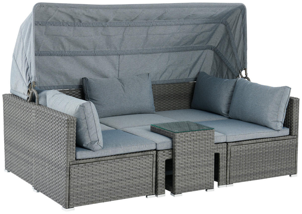 LOUNGEGARNITUR Stahl  - Grau, MODERN, Glas/Kunststoff - Ambia Garden