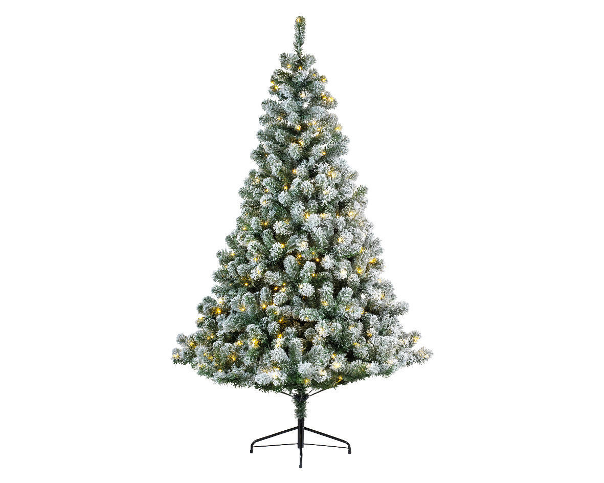 Weihnachtsbaum beleuchtet 2,1m  - Weiss/Grün, Lifestyle, Kunststoff/Metall (210/137,00/210,00cm)