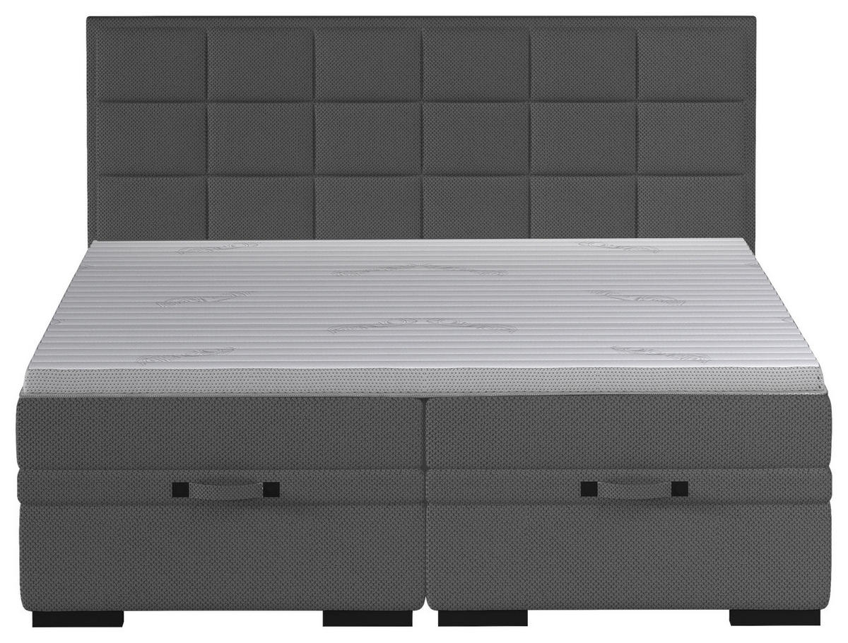 BOXSPRINGBETT 180/200 cm  in Anthrazit  - Anthrazit/Schwarz, KONVENTIONELL, Kunststoff/Textil (180/200cm) - home24