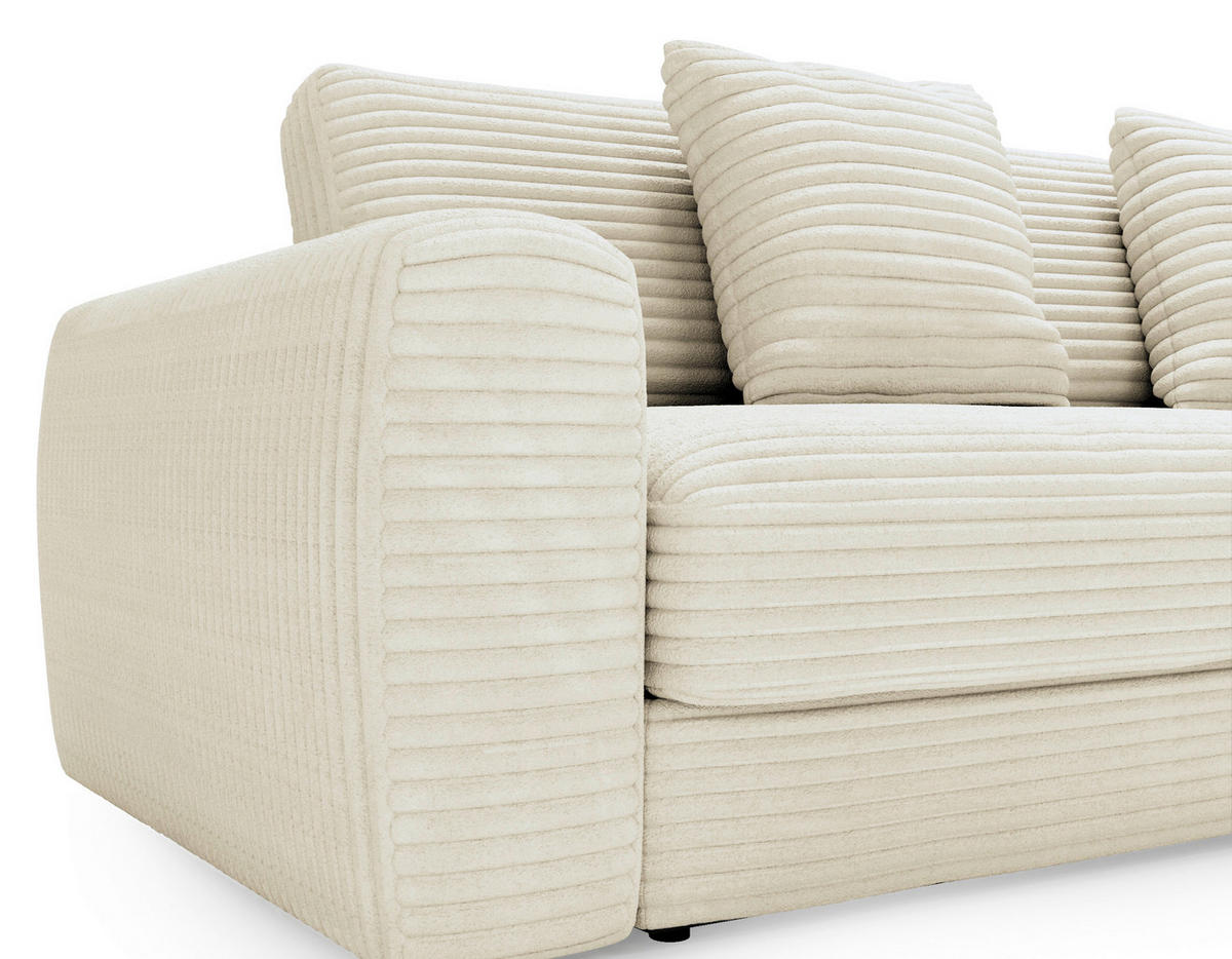 ECKSOFA in Cord Creme  302/182 cm  - Creme/Schwarz, MODERN, Kunststoff/Textil (302/182cm) - Carryhome