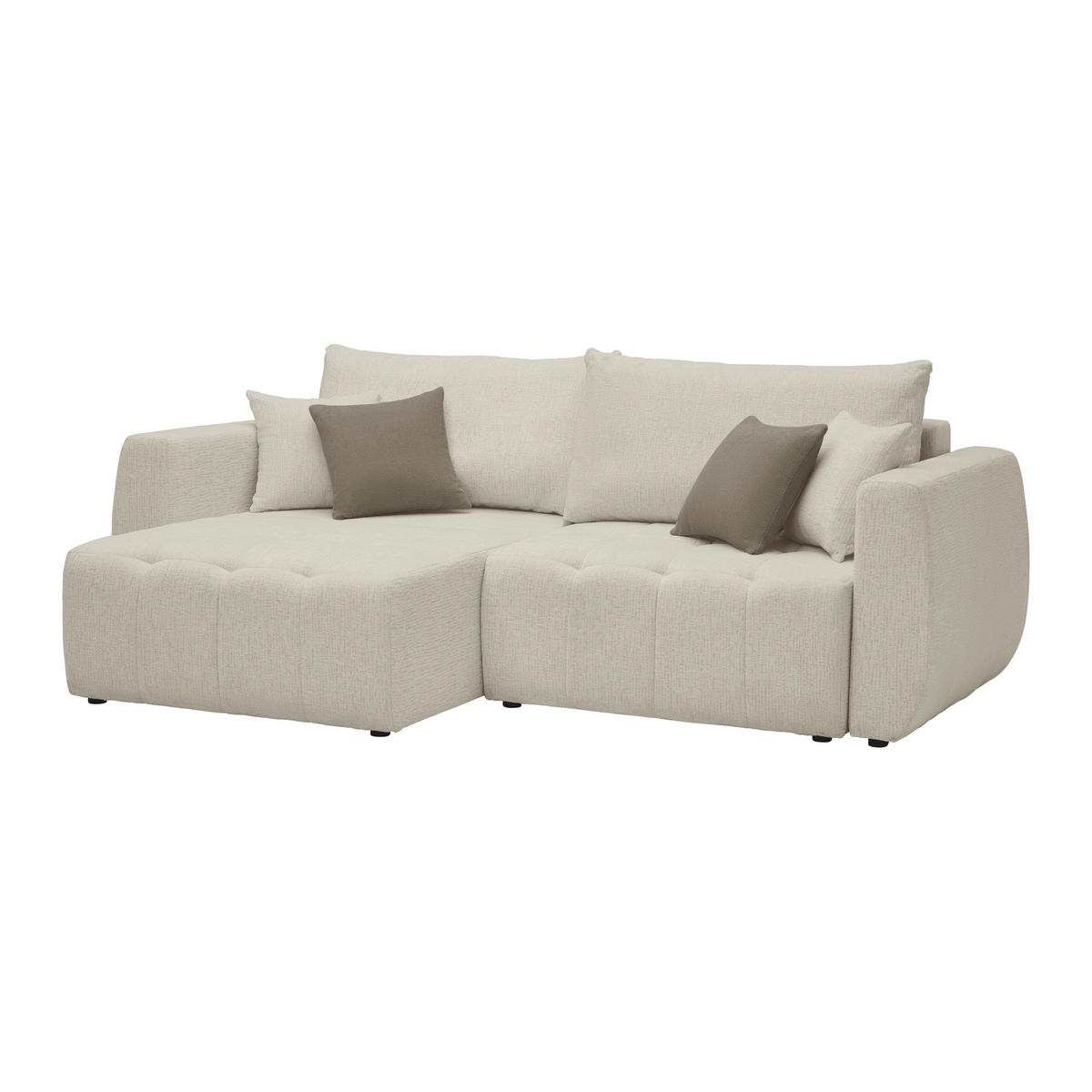 SCHLAFSOFA in Chenille, Jacquard Cappuccino  - Taupe/Schwarz, Kunststoff/Textil (245/74-90/104cm) - MID.YOU