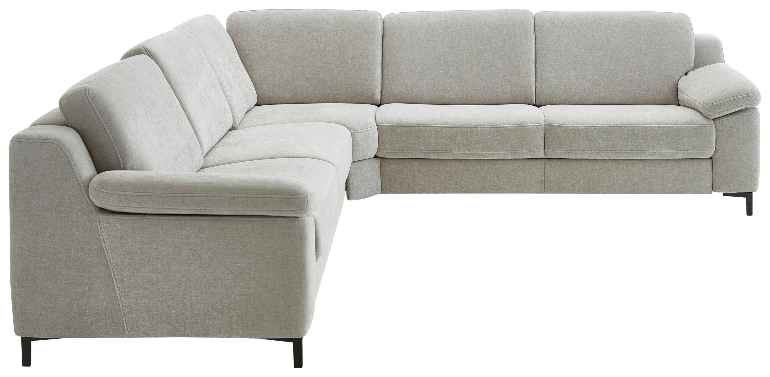 ECKSOFA Hellgrau Chenille  - Hellgrau/Schwarz, Design, Textil/Metall (278/278cm) - Valdera