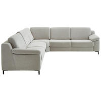ECKSOFA in Chenille Hellgrau  - Hellgrau/Schwarz, Design, Textil/Metall (278/278cm) - Valdera