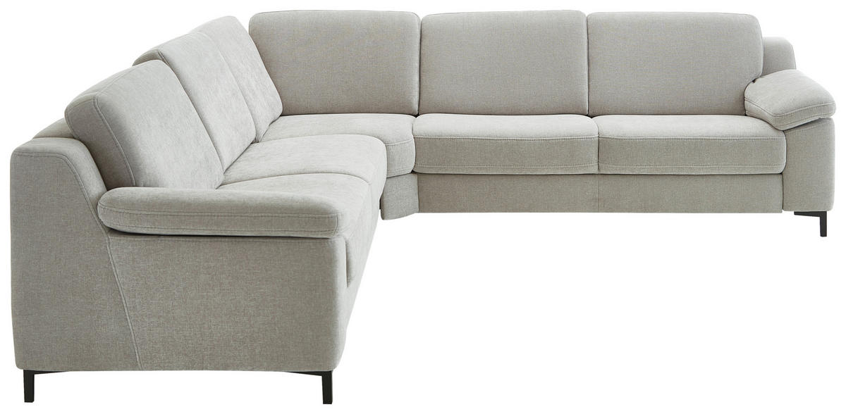 ECKSOFA in Chenille Hellgrau  - Hellgrau/Schwarz, Design, Textil/Metall (278/278cm) - Valdera