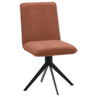STUHL Lederlook Rotbraun, Schwarz  - Rotbraun/Schwarz, Design, Textil/Metall (46,5/87/64cm) - Voleo