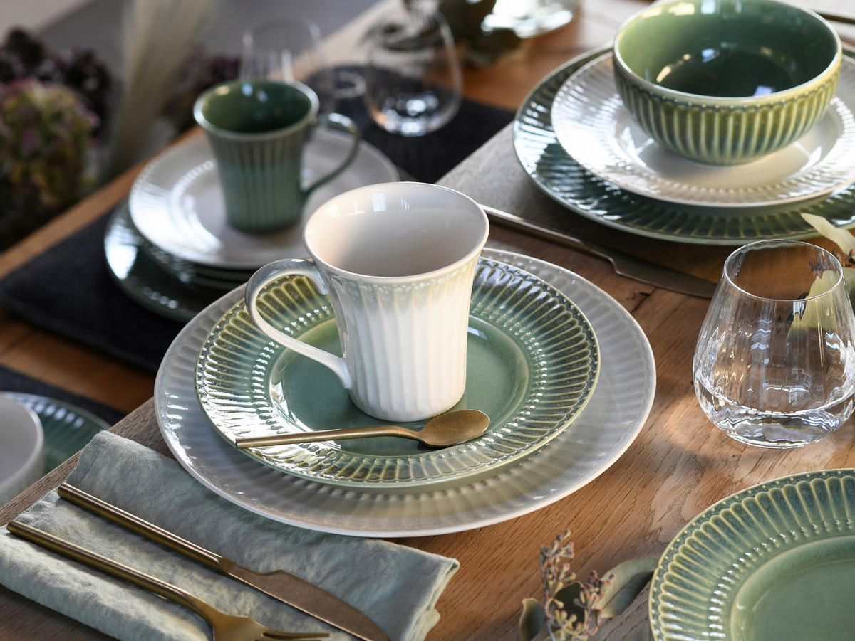 KOMBISERVICE Creme, Perlmutt, Salbeigrün Celadon Mix 16-teilig 4 Personen  - Salbeigrün/Perlmutt, Basics, Keramik - Creatable