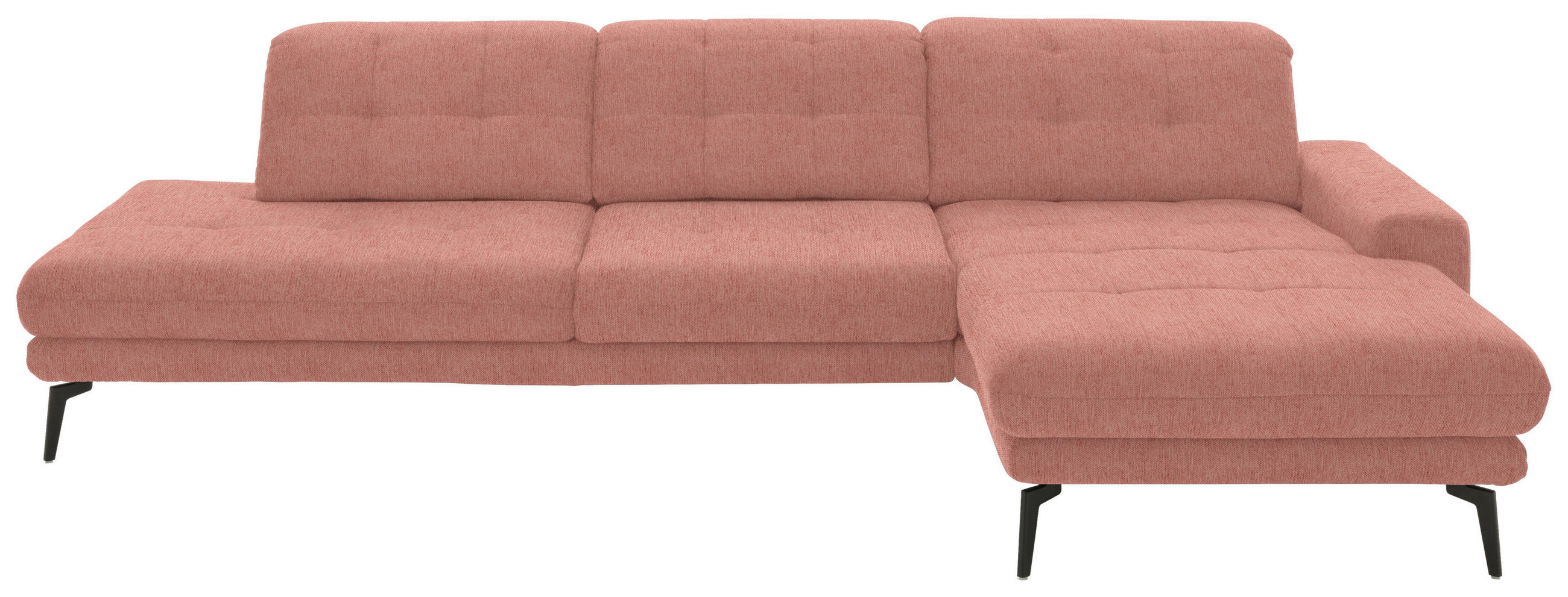 ECKSOFA in Flachgewebe Altrosa  - Schwarz/Altrosa, Design, Textil/Metall (309/190cm) - Beldomo Style