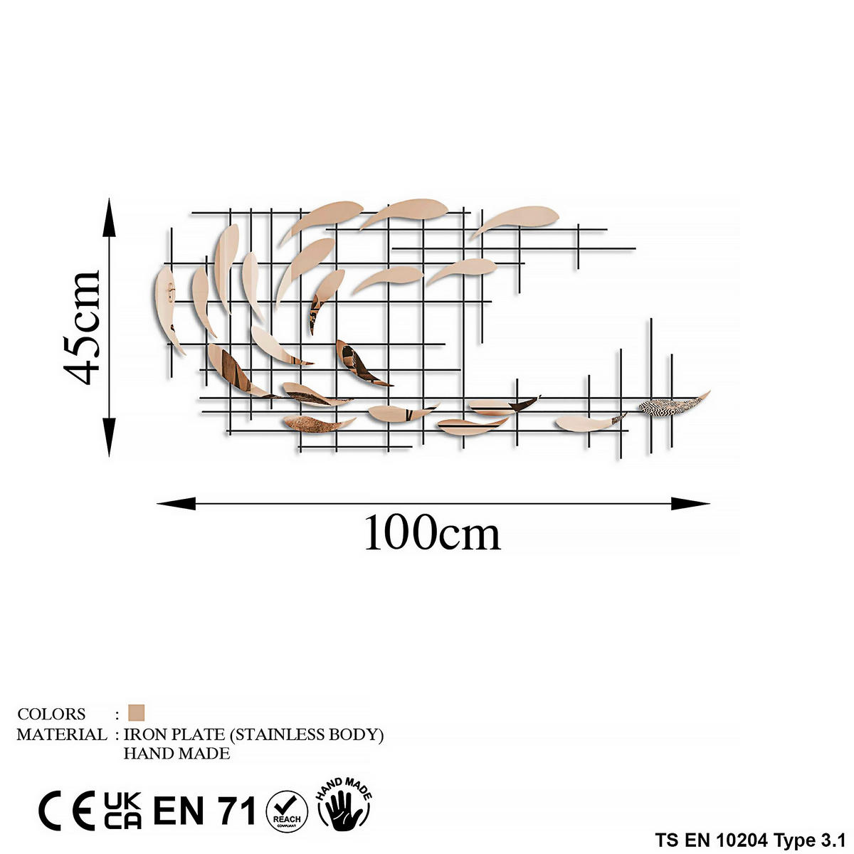 METALLBILD  - Multicolor, Basics, Metall (100/45cm)