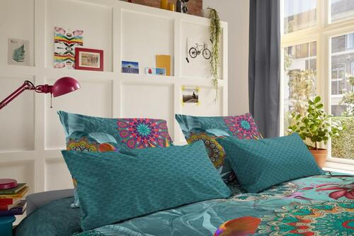 WENDEBETTWÄSCHE Satin 200/200 cm  - Multicolor/Petrol, LIFESTYLE, Textil (200/200cm)