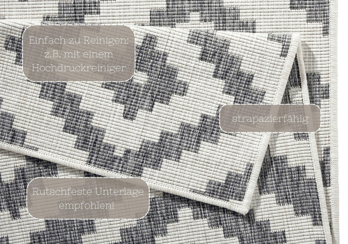 OUTDOORTEPPICH 160/230 cm Twin Grau, Creme  - Creme/Grau, Basics, Kunststoff (160/230cm) - Hanse Home