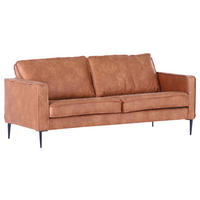 3-SITZER-SOFA in Mikrofaser Cognac  - Cognac/Schwarz, Konventionell, Textil/Metall (195/66/93cm) - Ambia Home