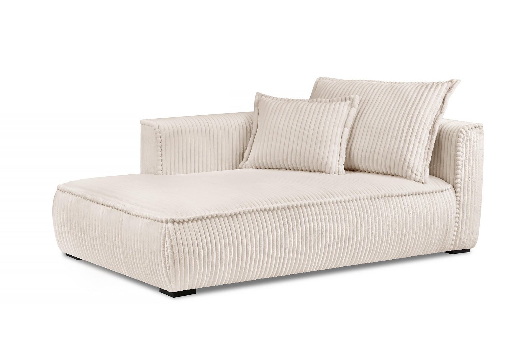 RÉCAMIERE Creme Cord  - Creme/Schwarz, Design, Holz/Textil (208/95/124cm) - MID.YOU