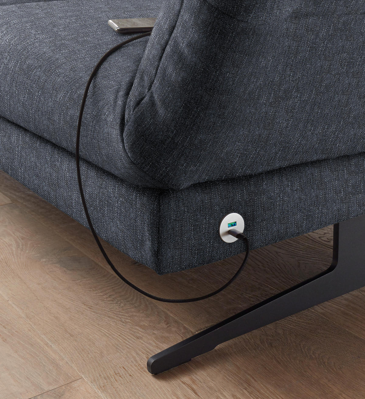 ECKSOFA in Flachgewebe Grau  - Schwarz/Grau, Design, Textil/Metall (176-217/279-327cm) - Dieter Knoll