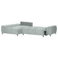 ECKSOFA in Flachgewebe Hellgrau  - Hellgrau/Schwarz, KONVENTIONELL, Textil/Metall (180/295cm) - Carryhome