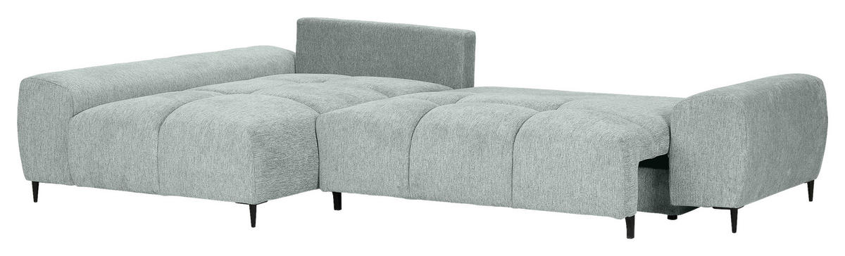 ECKSOFA Hellgrau Flachgewebe  - Hellgrau/Schwarz, KONVENTIONELL, Textil/Metall (180/295cm) - Carryhome