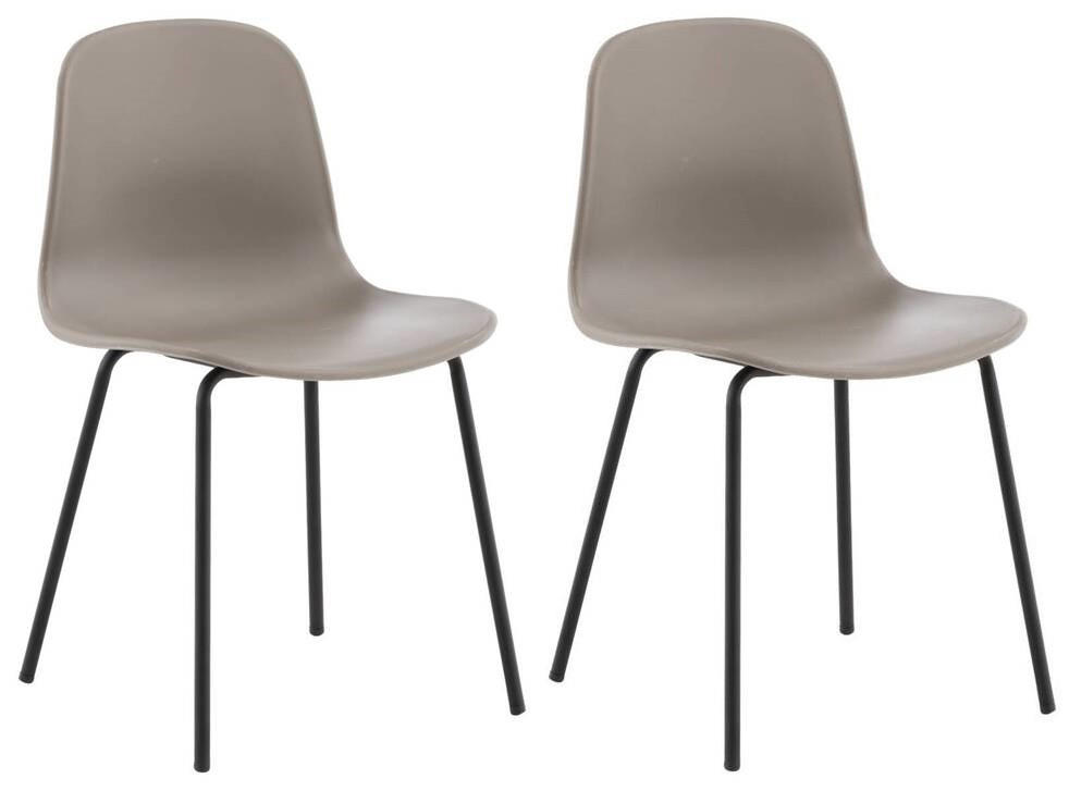 STUHL-SET 2 Stück  in Stahl matt  - Greige/Schwarz, Design, Kunststoff/Metall (49/82/48cm) - Livetastic