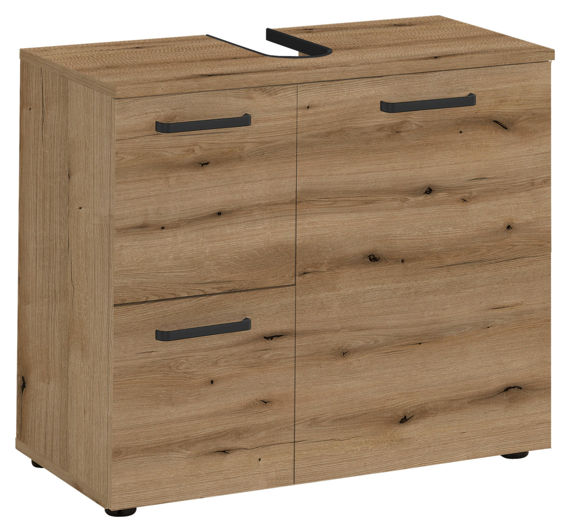WASCHBECKENUNTERSCHRANK 70/60/35 cm  - Eichefarben/Schwarz, MODERN, Holzwerkstoff/Kunststoff (70/60/35cm) - MID.YOU