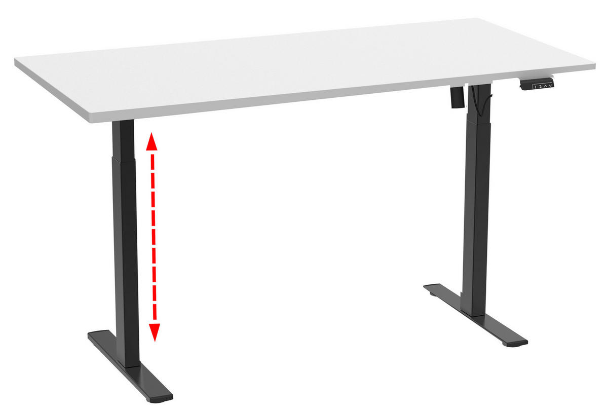 SCHREIBTISCH  in Schwarz, Weiss  - Weiss/Silberfarben, Design, Holzwerkstoff/Metall (110/71/80cm) - MID.YOU