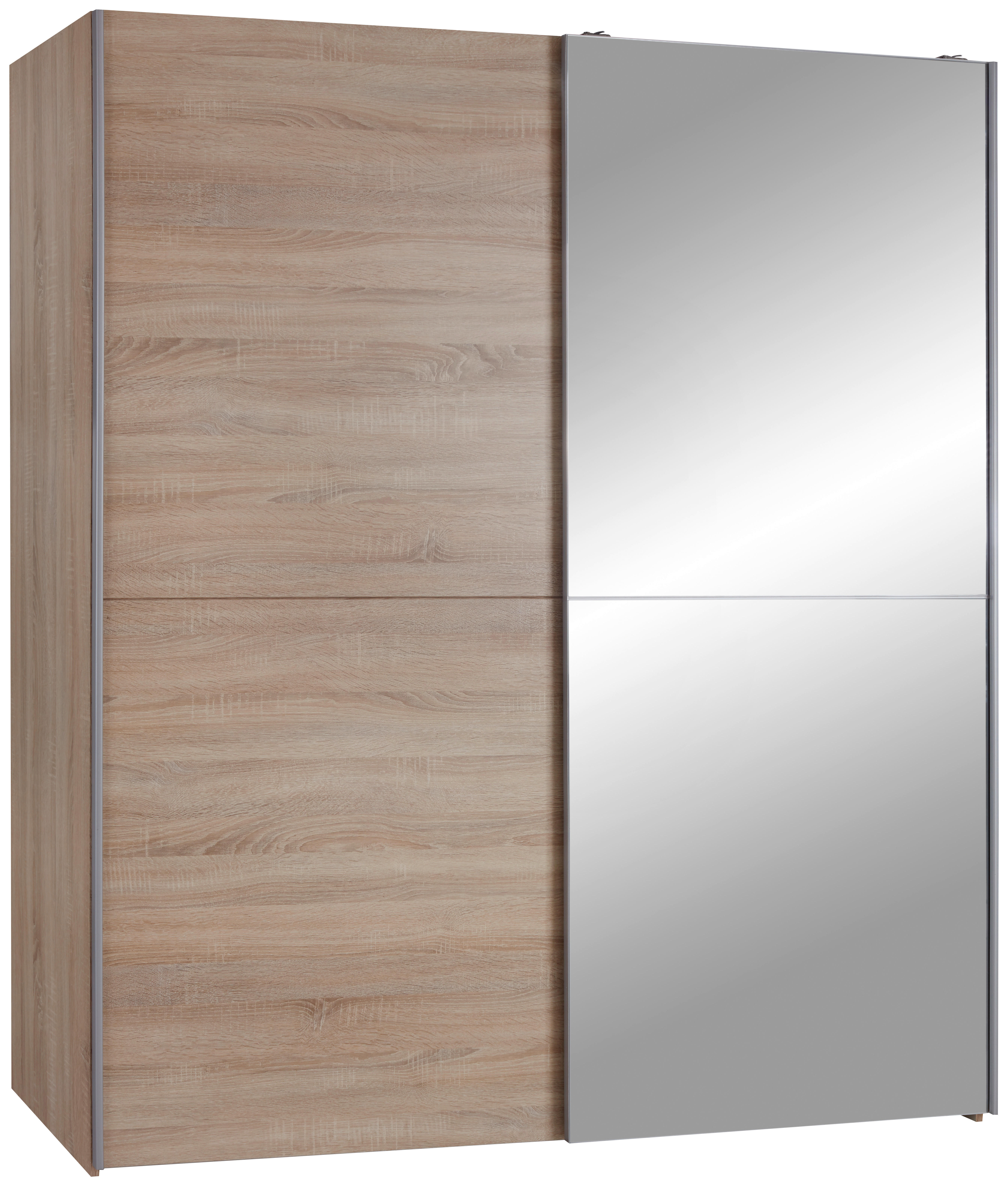 ORMAR S KLIZNIM VRATIMA     - boje hrasta/boje aluminija, Design, staklo/drvni materijal (170/195/59cm) - Modern Living