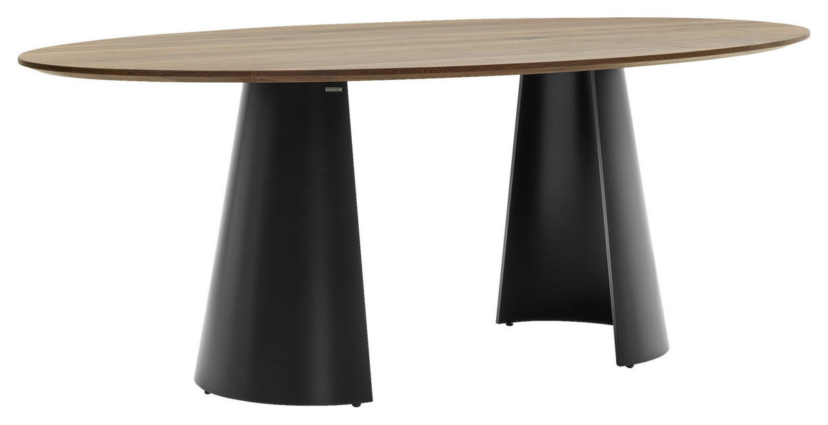 ESSTISCH Nussbaumfarben oval  in verschiedenen Größen erhältlich, Variantenauswahl, Gestellauswahl  - Nussbaumfarben/Schwarz, Design, Holz (200/110/76cm) - Musterring