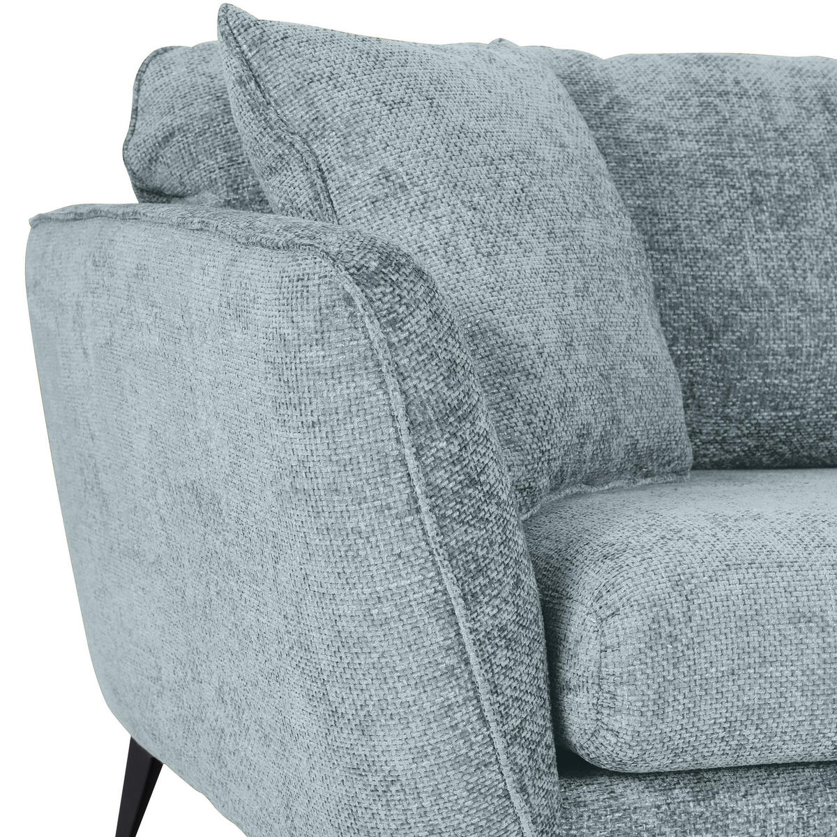 BIGSOFA in Chenille Hellblau  - Schwarz/Hellblau, Konventionell, Textil/Metall (215/70/98cm) - Carryhome