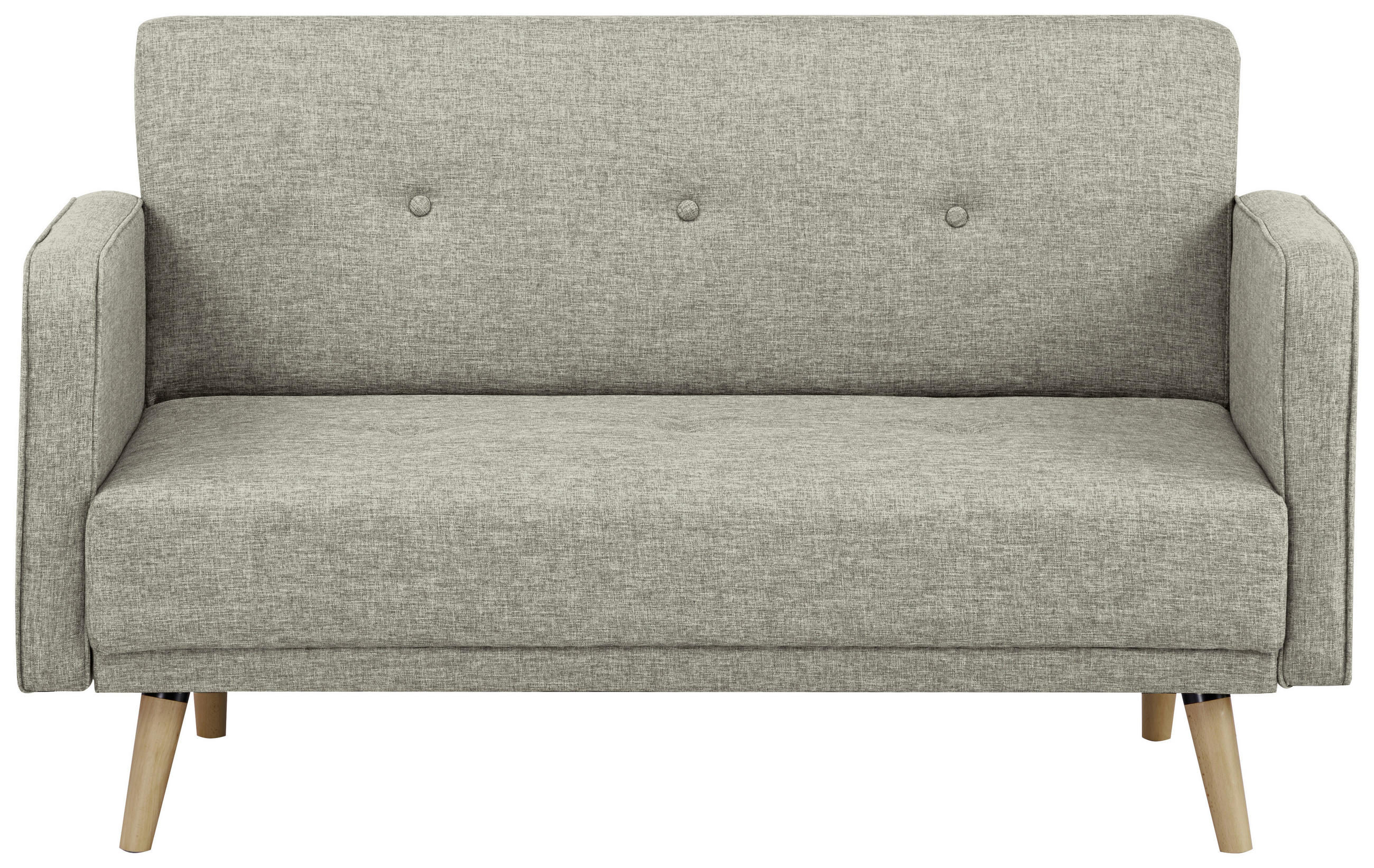 2-SITZER-SOFA Webstoff Hellgrau  - Hellgrau/Naturfarben, MODERN, Holz/Textil (137/80/90cm) - MID.YOU