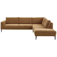 HÖRNSOFFA i chenille senapsgul  - svart/senapsgul, Design, metall/textil (303/254cm) - Dieter Knoll