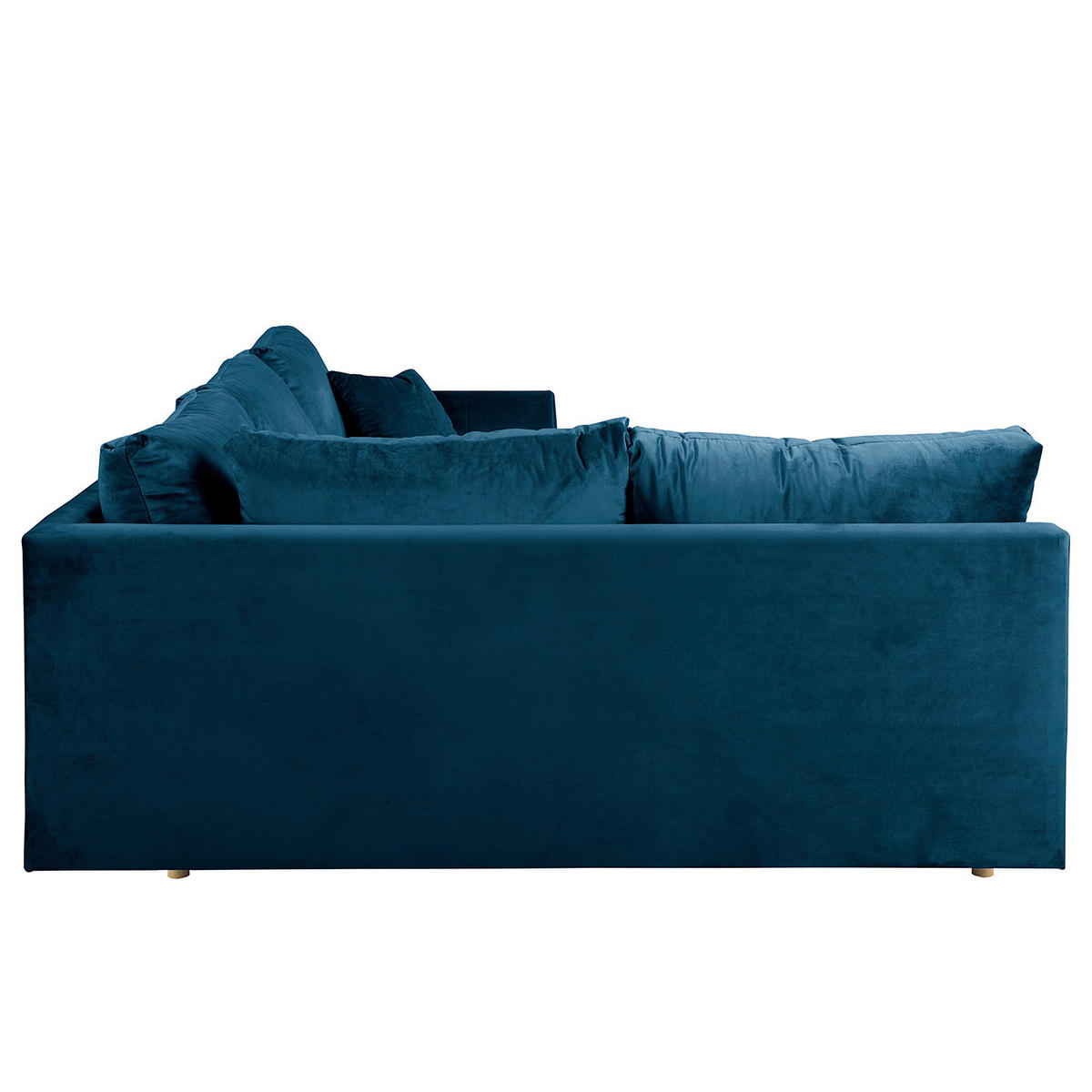 ECKSOFA Ariella Blau Samt Rückenkissen  - Blau/Naturfarben, Design, Holz/Textil (161/231cm) - Livetastic