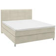 BOXSPRINGBETT 180/200 cm  in Hellgrau  - Chromfarben/Hellgrau, KONVENTIONELL, Kunststoff/Textil (180/200cm) - Voleo