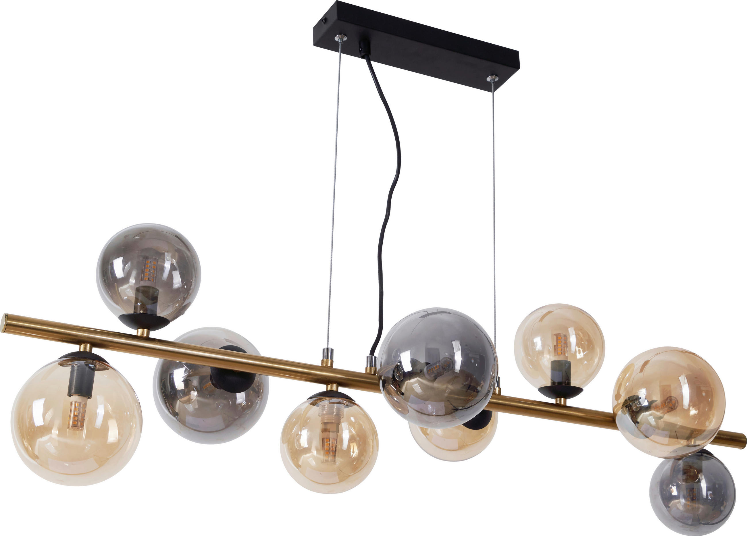 LED-HÄNGLAMPA Amberok 86,6/36/120 cm  - bärnstensfärgad/svart, Lifestyle, metall/glas (86,6/36/120cm) - Dieter Knoll